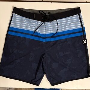 Hurley Navy and Light Blue Board Shorts - 36